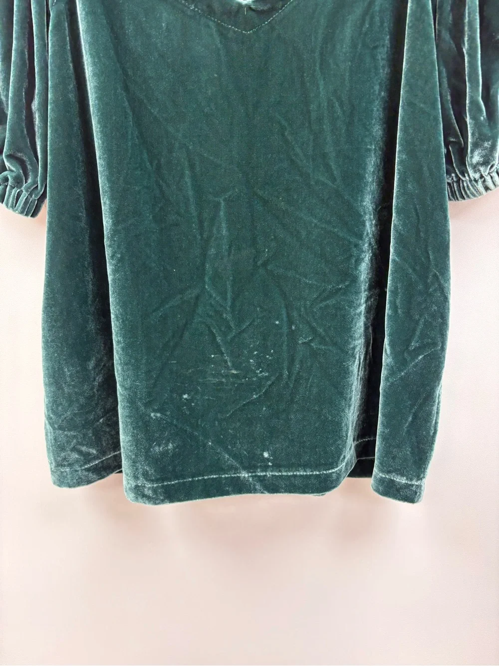 NWT Ann Taylor LOFT Velvet Puff Sleeve Sweetheart Pullover Blouse Emerald XS